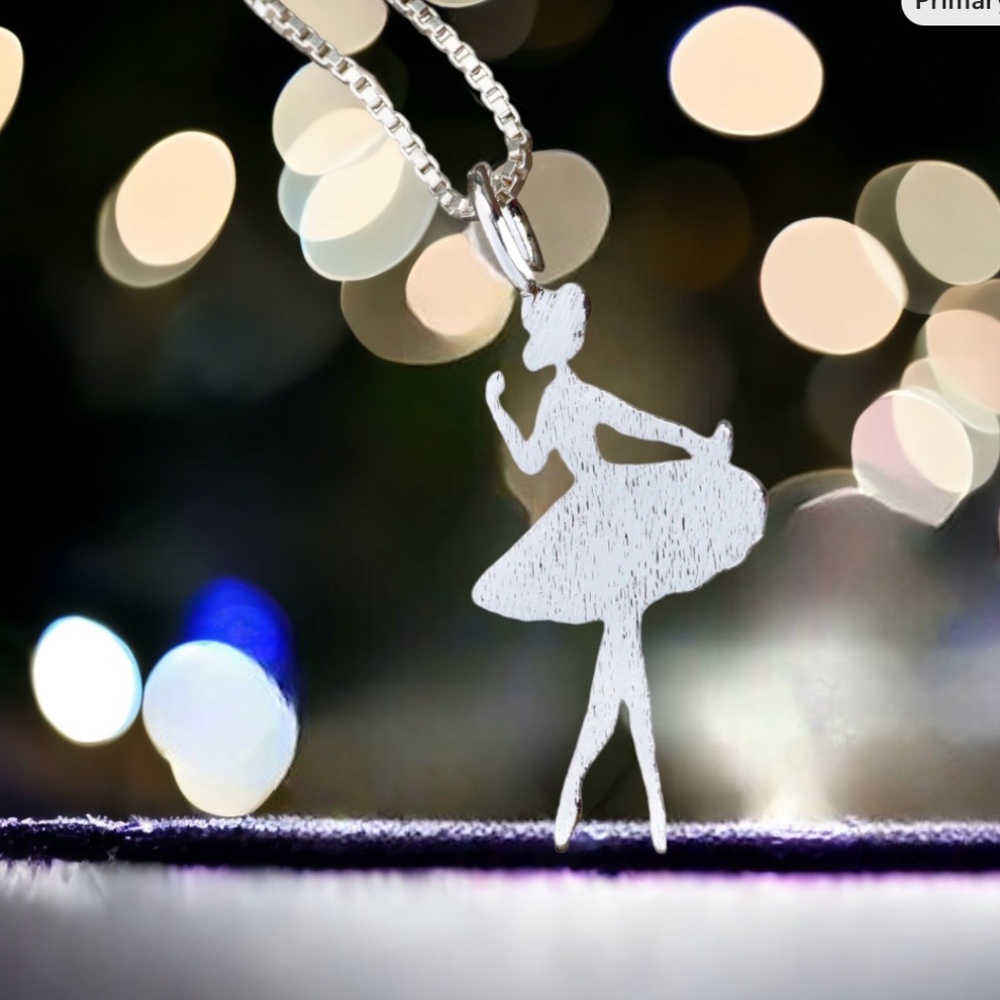 Handcrafted Pretty Ballerina Pendant 925 Sterling Silver